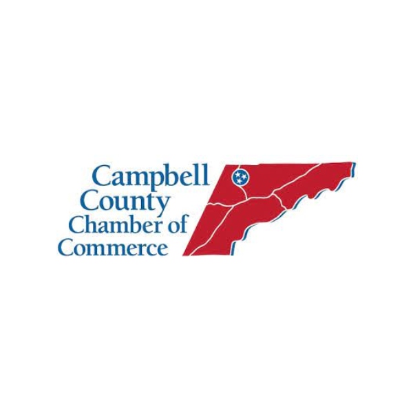 Campbell County TN Chamber of Commerce's logo depicting East TN with a Tri Star where Campbell County is located