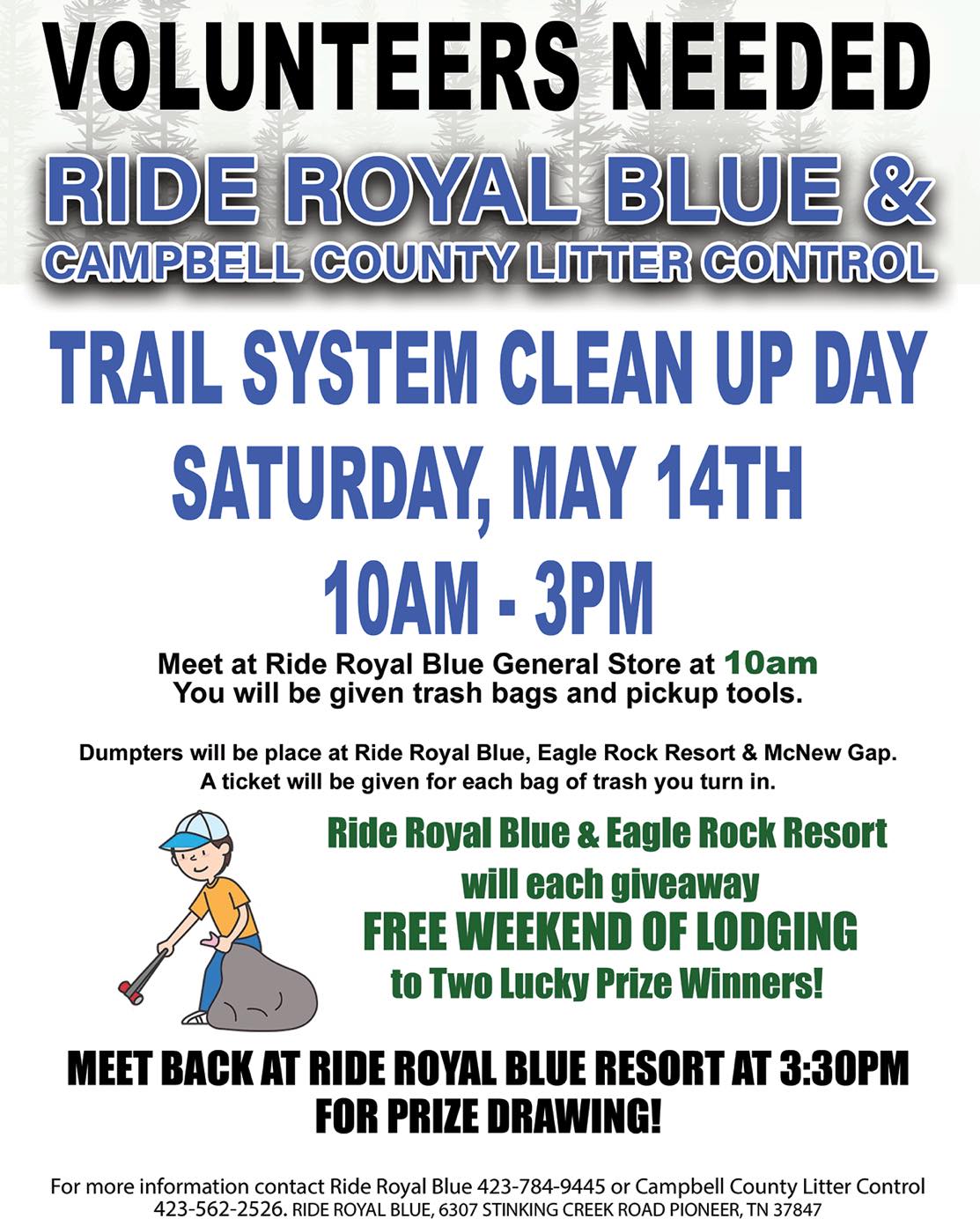 trail system clean up day flyer for campbell county tennessee