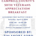 event image for Campbell County TN's veterans appreciation breakfast on Saturday April 4 2026